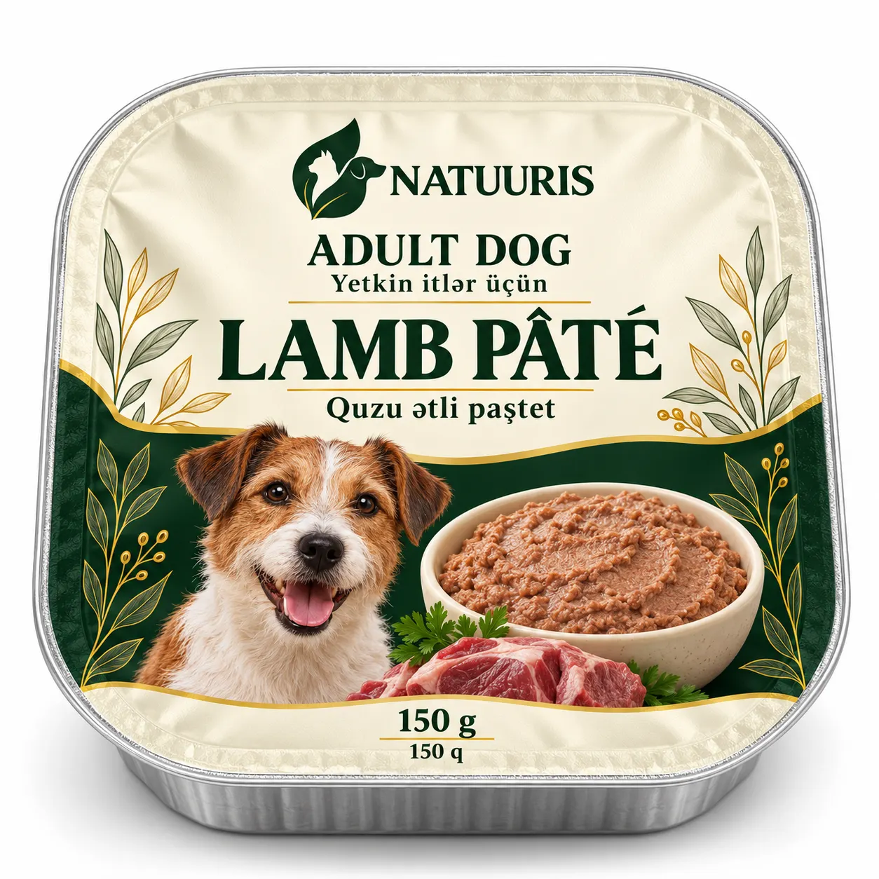 NATUURIS Dog — quzu ətli paştet, 150 q — yeni qablaşdırma