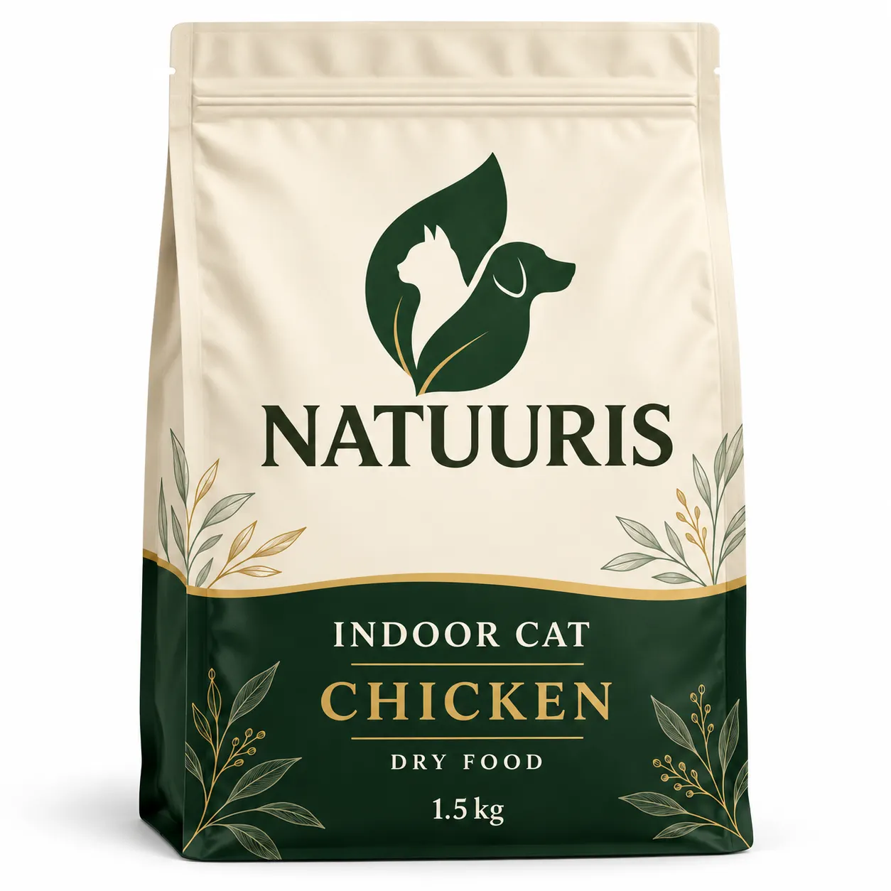 NATUURIS Indoor Cat — toyuqlu quru yem, 1,5 kq — əvvəlki qablaşdırma