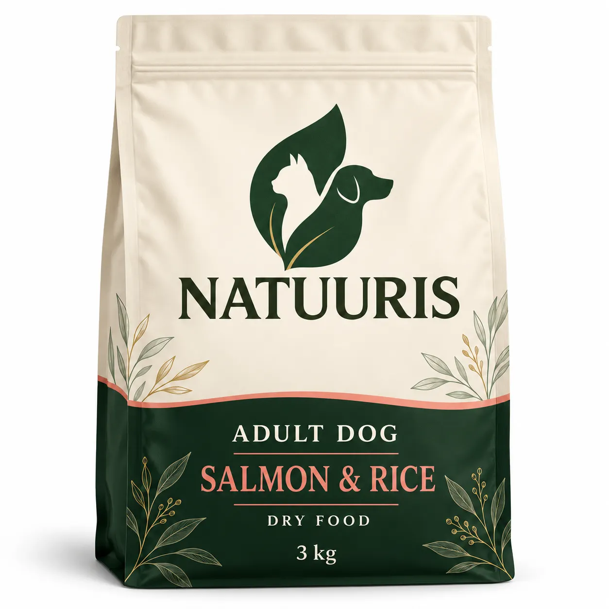 NATUURIS Adult Dog — somon və düyülü quru yem, 3 kq — əvvəlki qablaşdırma