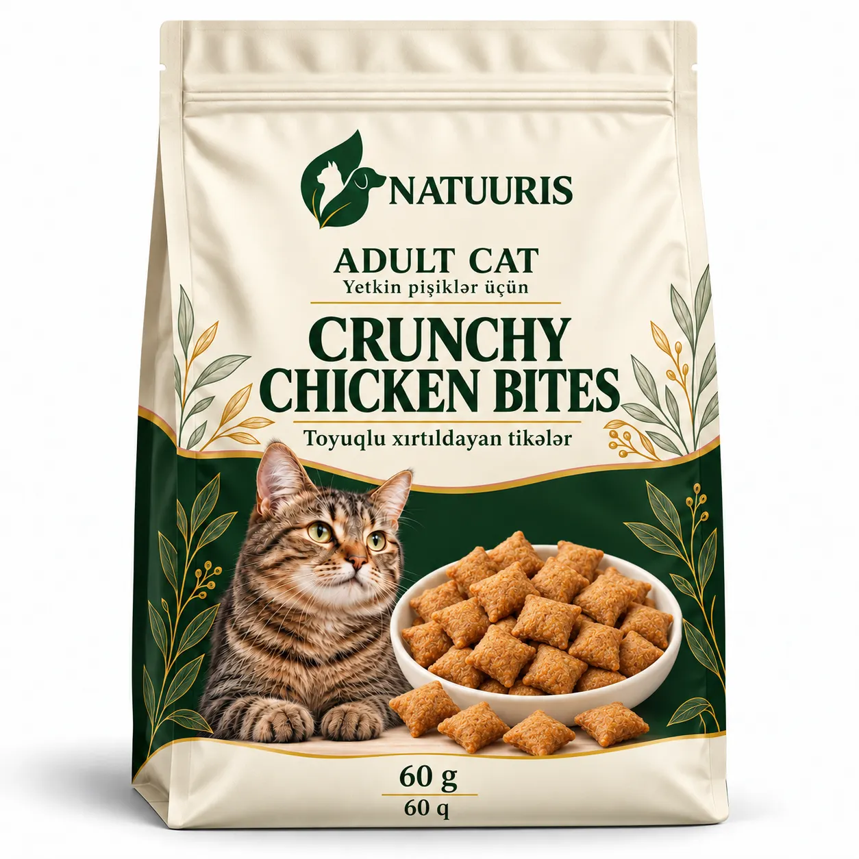 NATUURIS Cat — toyuqlu xırtıldayan mükafat, 60 q — yeni qablaşdırma