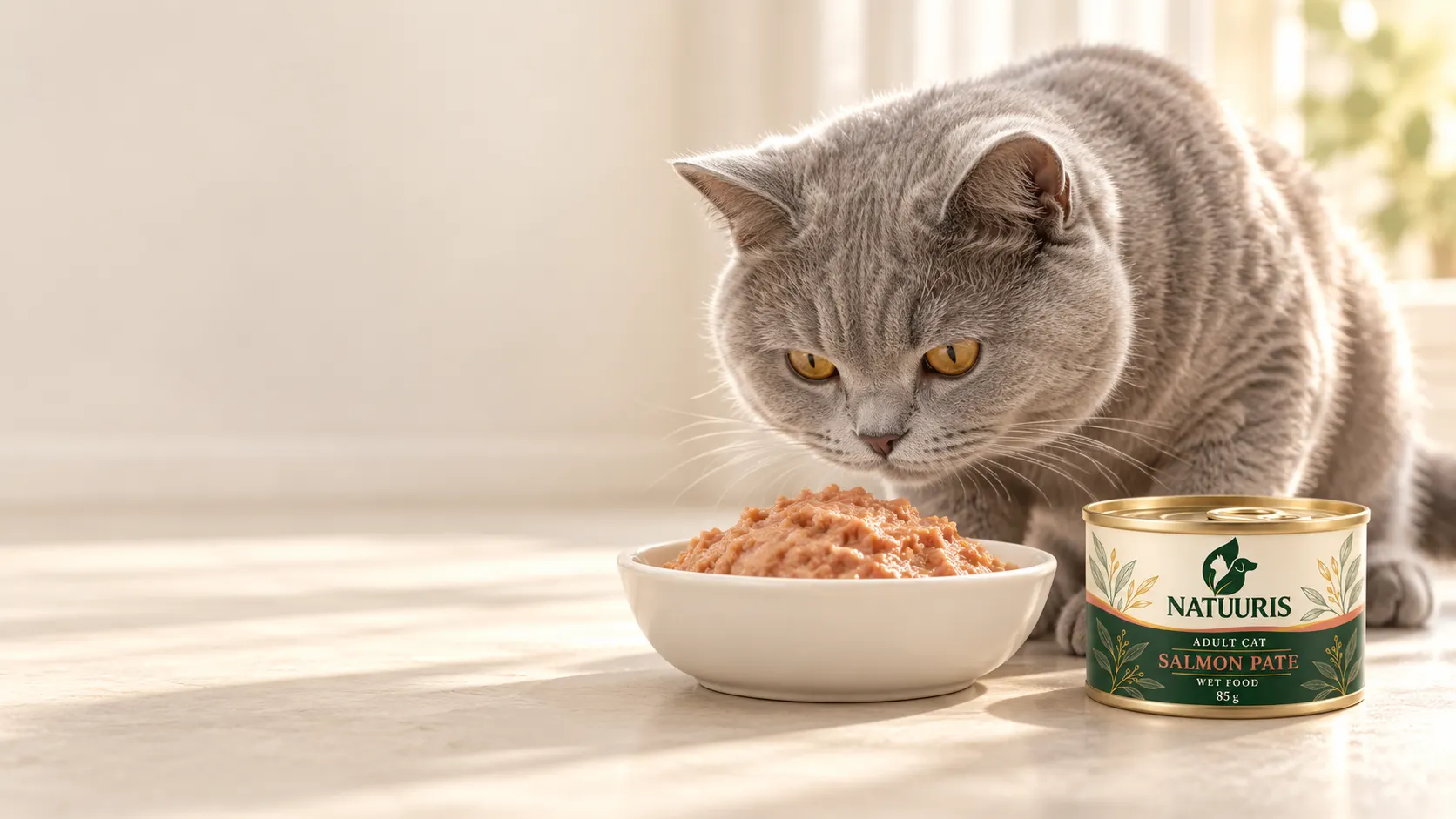 A cat with NATUURIS cat food