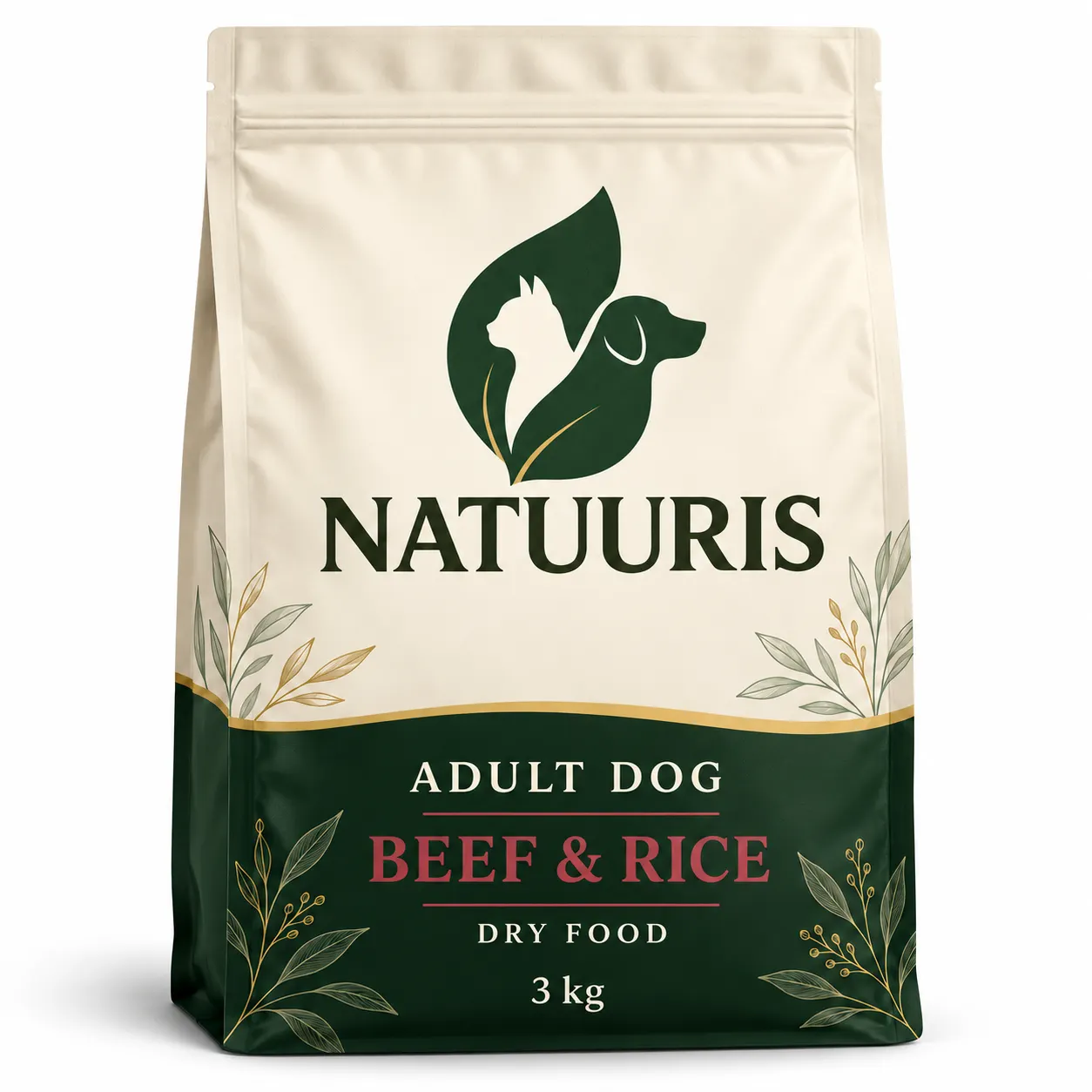 NATUURIS Adult Dog — mal əti və düyülü quru yem, 3 kq — əvvəlki qablaşdırma