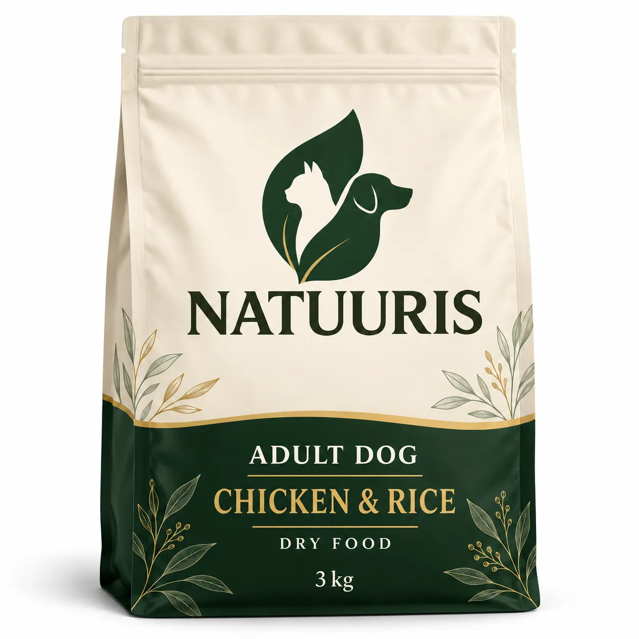 NATUURIS Adult Dog — Chicken & Rice Dry Food, 3 kg — previous packaging