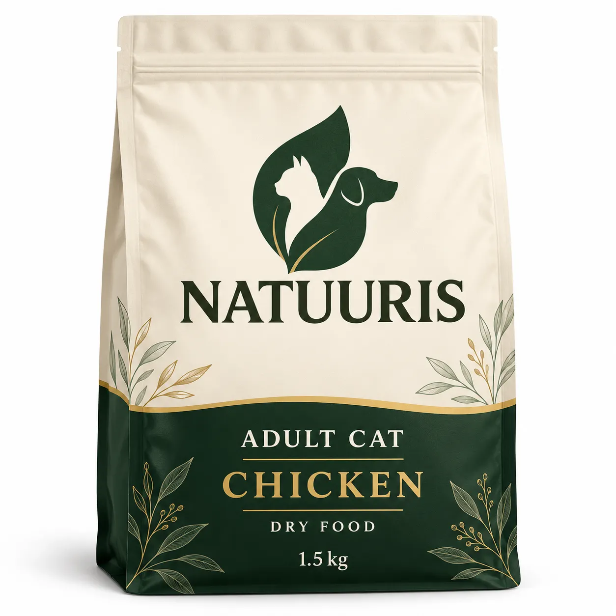 NATUURIS Adult Cat — toyuqlu quru yem, 1,5 kq — əvvəlki qablaşdırma