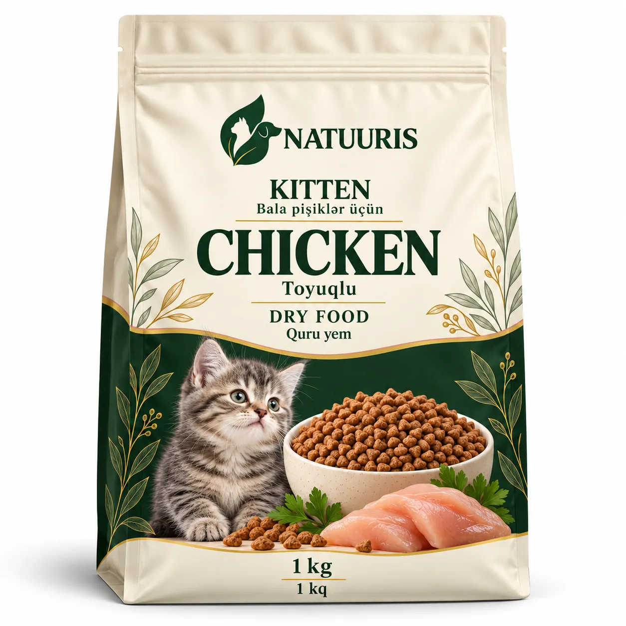 NATUURIS Kitten — toyuqlu quru yem, 1 kq — yeni qablaşdırma