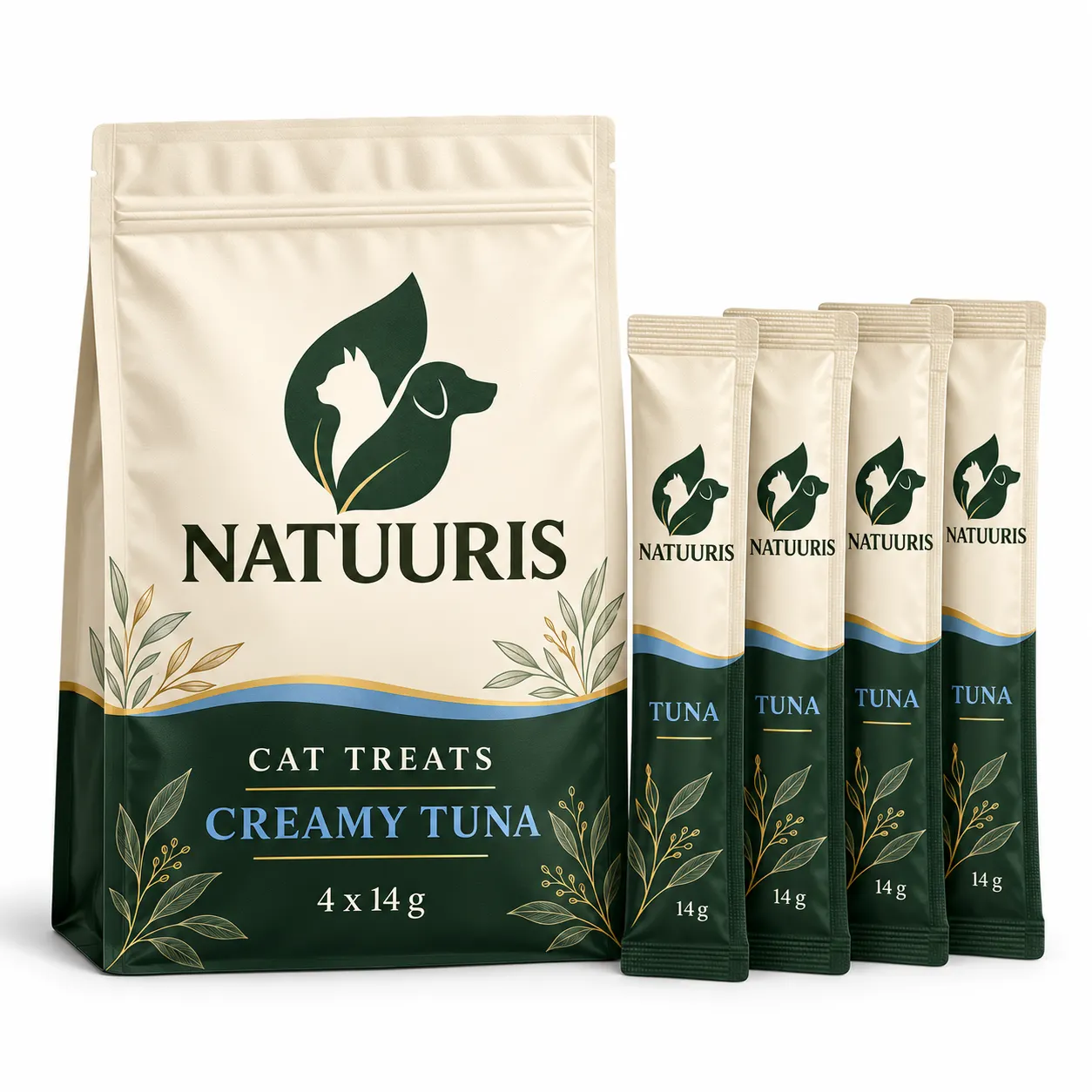 NATUURIS Cat — tuna balıqlı krem mükafat, 4 × 14 q — əvvəlki qablaşdırma