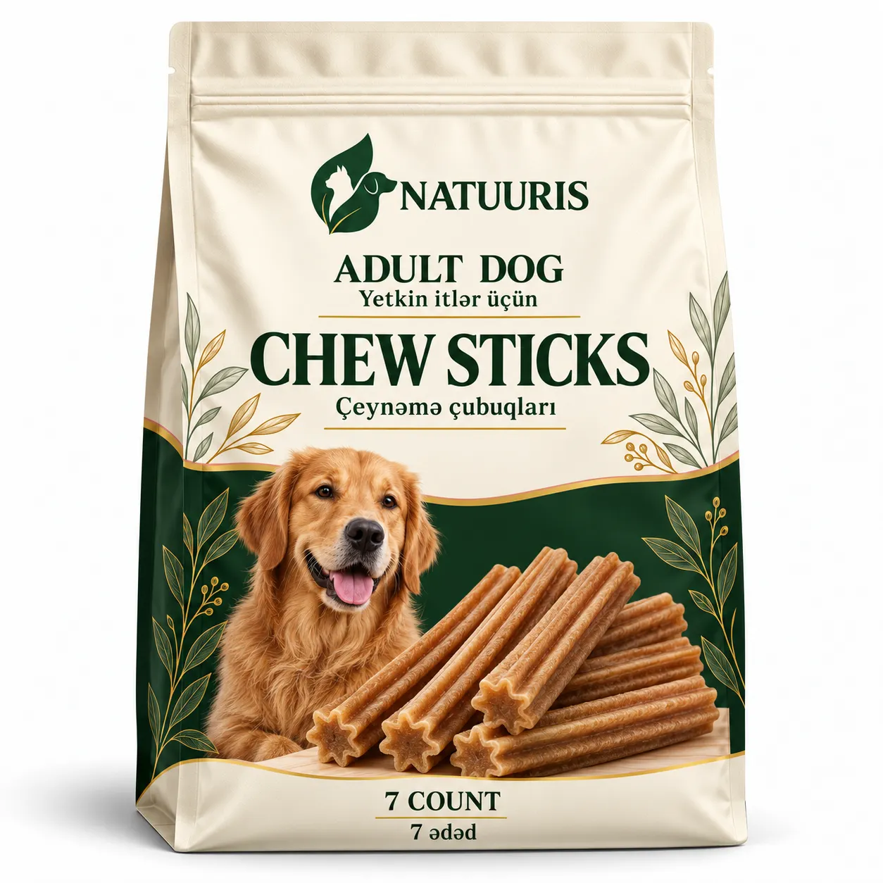 NATUURIS Dog — çeynəmə çubuqları, 7 ədəd — qablaşdırma